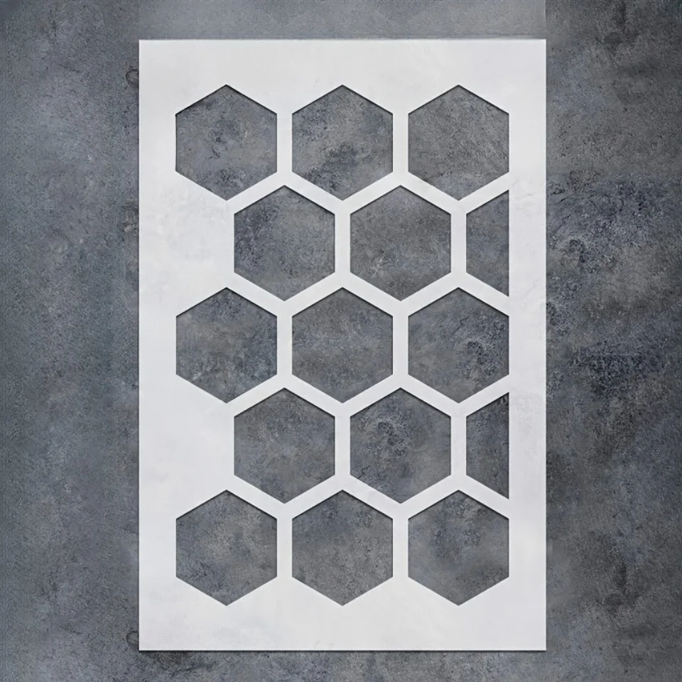 استنسل على شكل قرص العسل مقاس 30 × 45 سم - قالب رسم هندسي PET للجدار والبلاط DIY