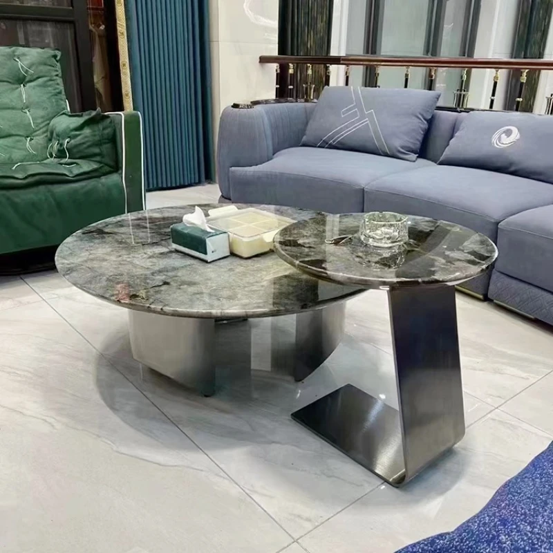 

6R stainless steel luxury stone coffee table shelf legs table tripod