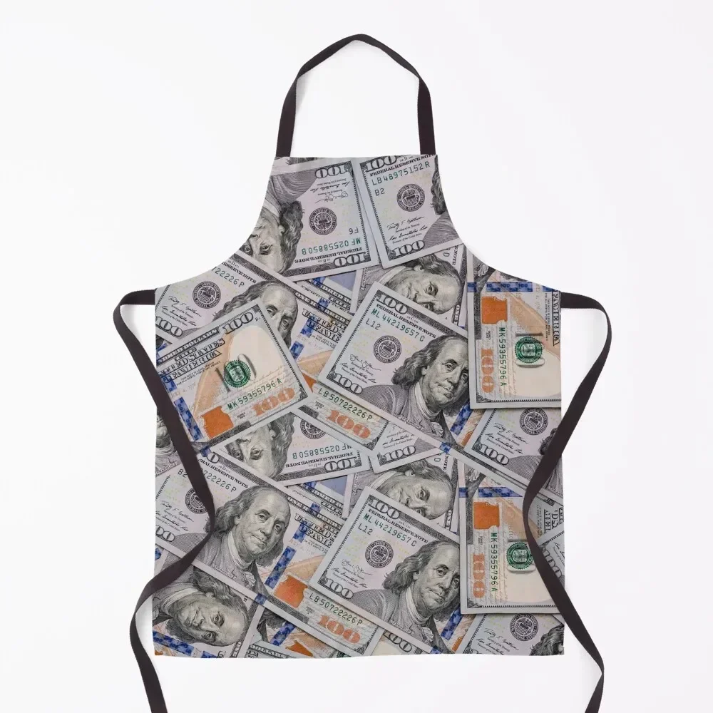 

US Currency 100 dollar bill motif Apron Kitchen For Women kitchen clothes Kitchen Front Goods For Home And Apron