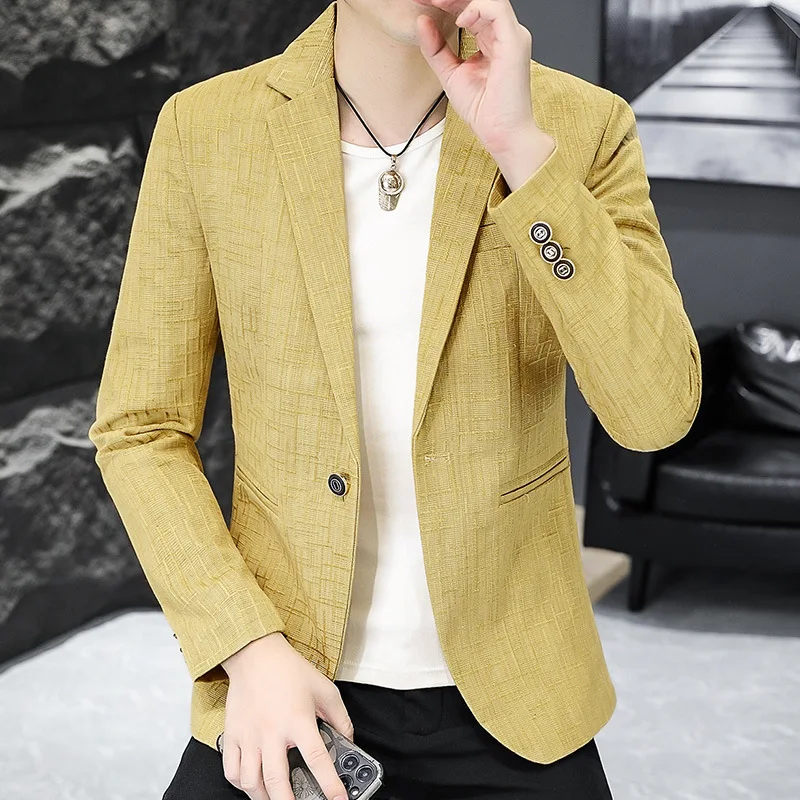 

HOO 2024 Men's Autumn New Leisure blazer Youth Slim Fit Fashion and Handsome blazer