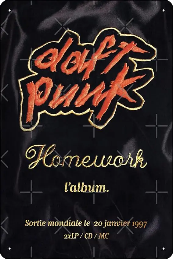 Daft Punk Homework Release Poster Photographic Print Metal Tin Sign Fun Home Art Wall Decor 8x12 Inch