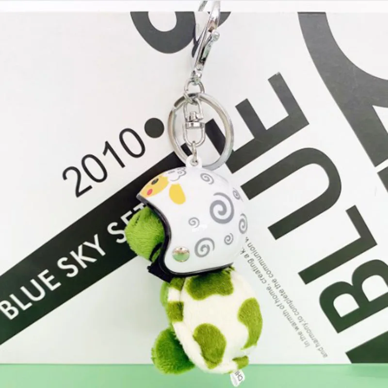 1pc Wear Helmet Turtle Keychain Cute Plush Keychain Pendant Bag Accessories