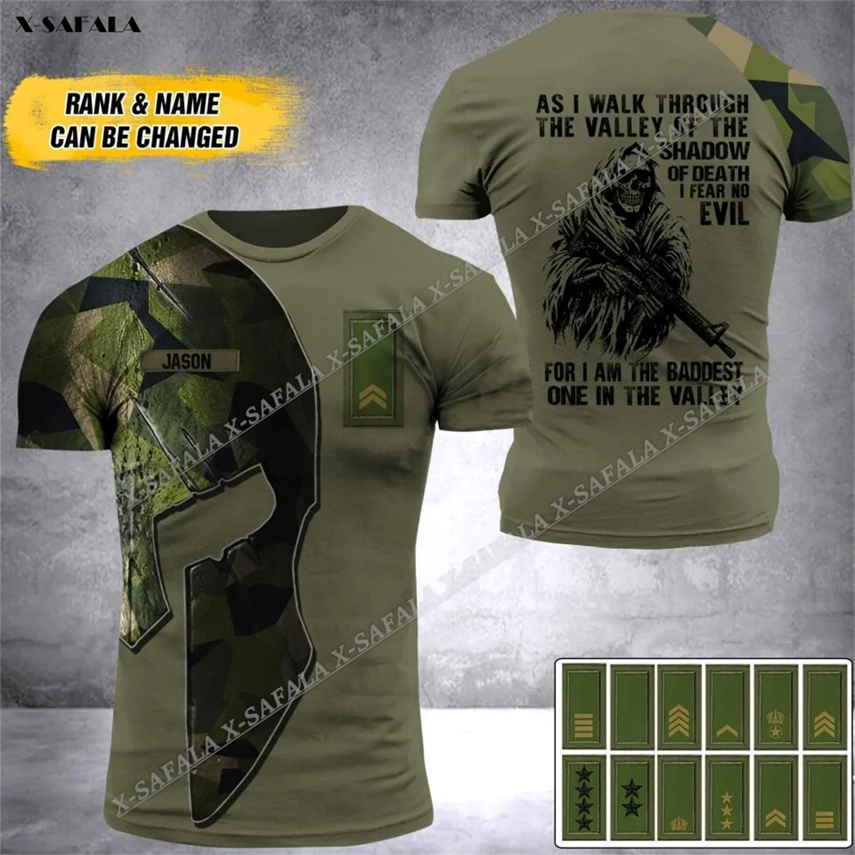 Sweden Swedish Custom Rank Military Camo Soldier ARMY VETERAN Flag 3D Print T Shirt Men Top Tee Summer 2023