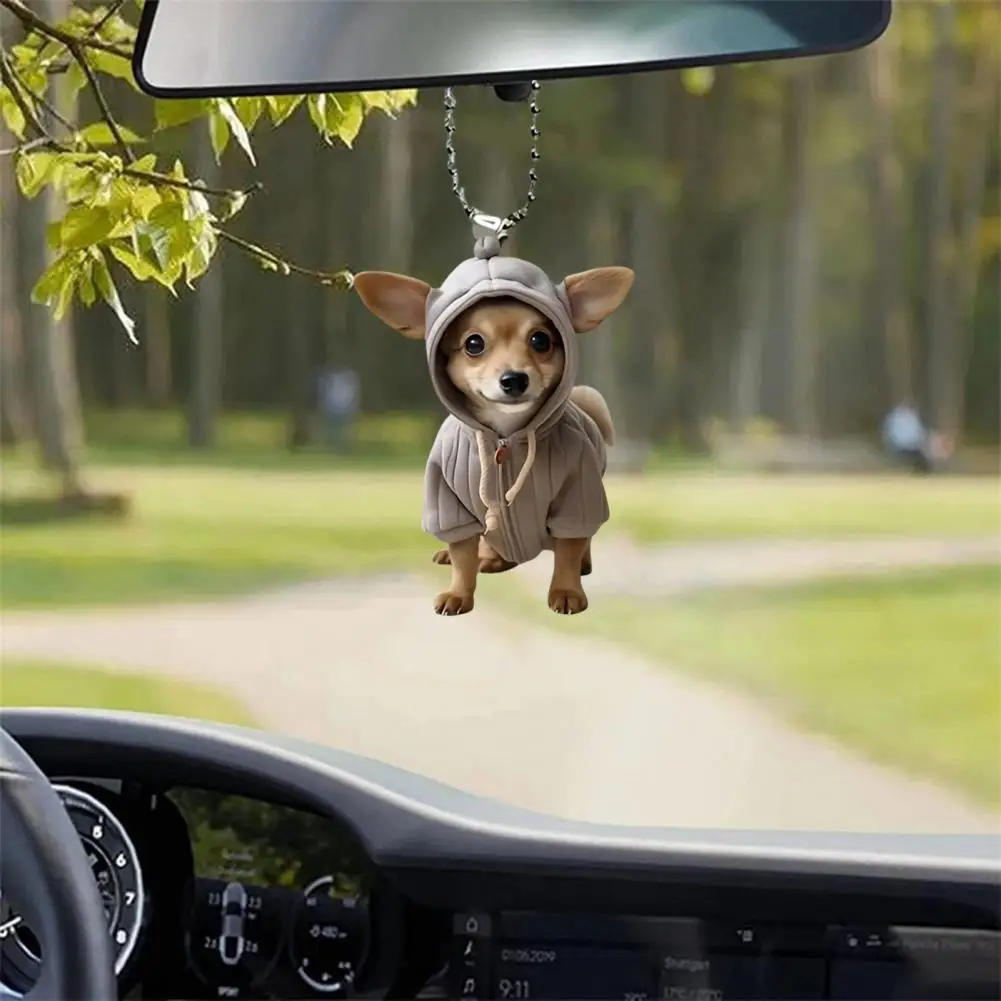 زينة جمجمة معلقة زينة كلب خفيفة الوزن زينة أكريليك معلقة فريدة لشجرة عيد الميلاد مرآة السيارة الخلفية - 4