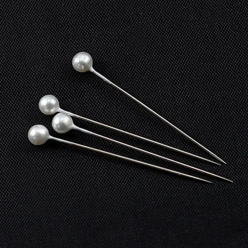 100pcs/box 36mm Round Pearl Head Dressmaking Pins Weddings Corsage Florists Sewing Pin Mixed Color Accessories