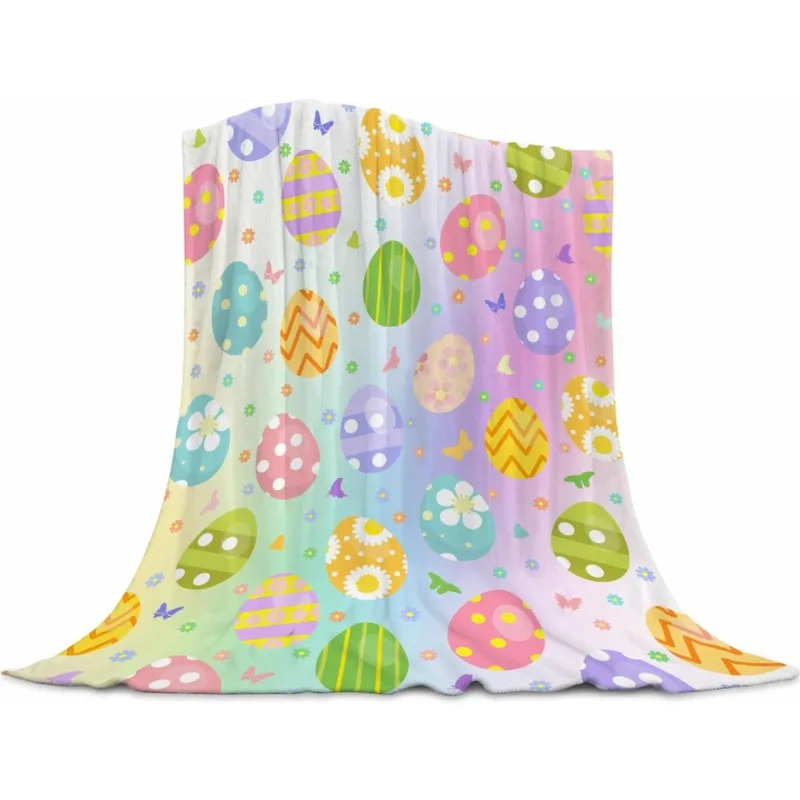 

Одеяло с пасхальным яйцом, весеннее красочное акварельное пастельное пасхальное декоративное одеяло с бабочкой, удобное теплое одеяло с плюшевым диваном
