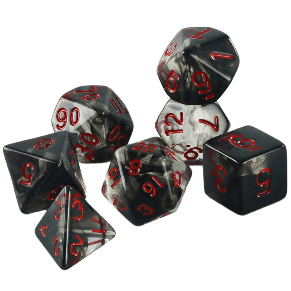 Nebula Effect Games Dice Set 7Pcs/Set Digital Dices Polyhedral D20 D12 D10 D8 D6 D4 for Rpg DNDGame Board Game As Gift