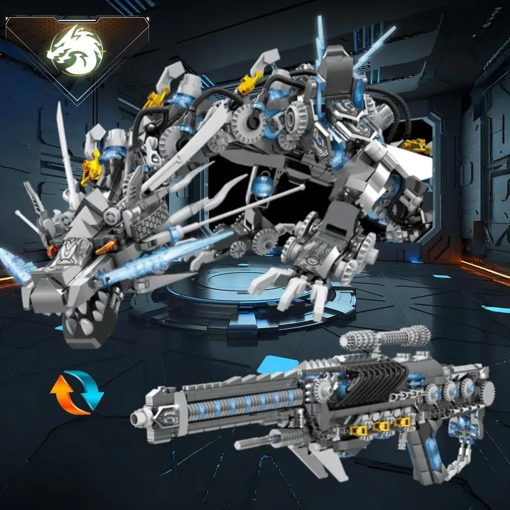 Juego de bloques de construcción mecánicos Black Dragon (1390 piezas) - Regalo ideal para niños y adultos