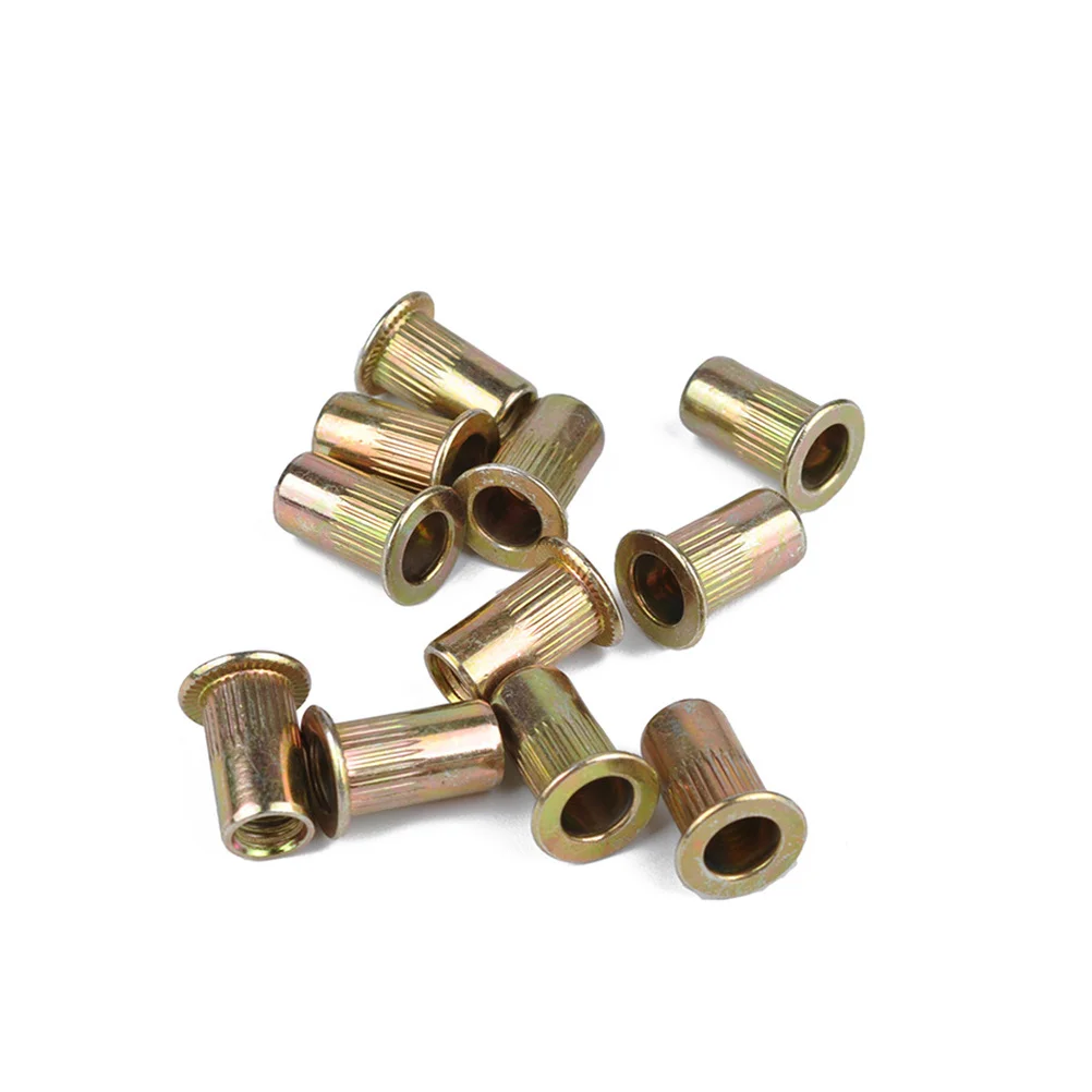 

100pcs Color Zinc Plated Knurled Nuts Carbon Steel For Automotive Aviation Railway Refrigeration Elevator Instrument Furniture