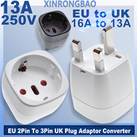 EU 2Pin To 3Pin UK Plug Adaptor Converter Durable for UK,Malaysia,India,Qatar Hong Kong Vietnam,Indonesia Travel Socket Adapter