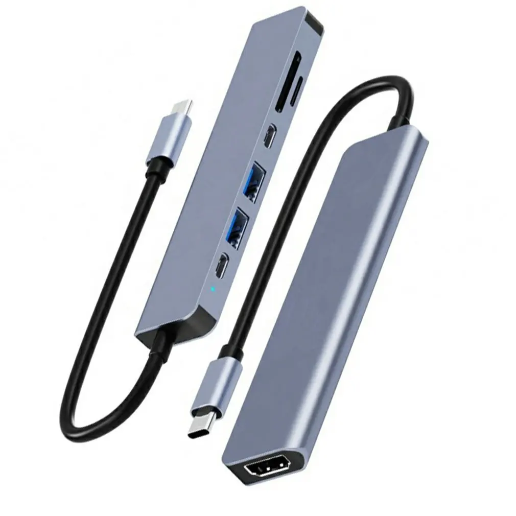 Hub USB C 7 en 1 vers HDMI 4K, adaptateur de Type C, station d'accueil OTG Thunderbolt 3 avec PD TF SD pour Macbook Pro/Air iPad Surface XPS