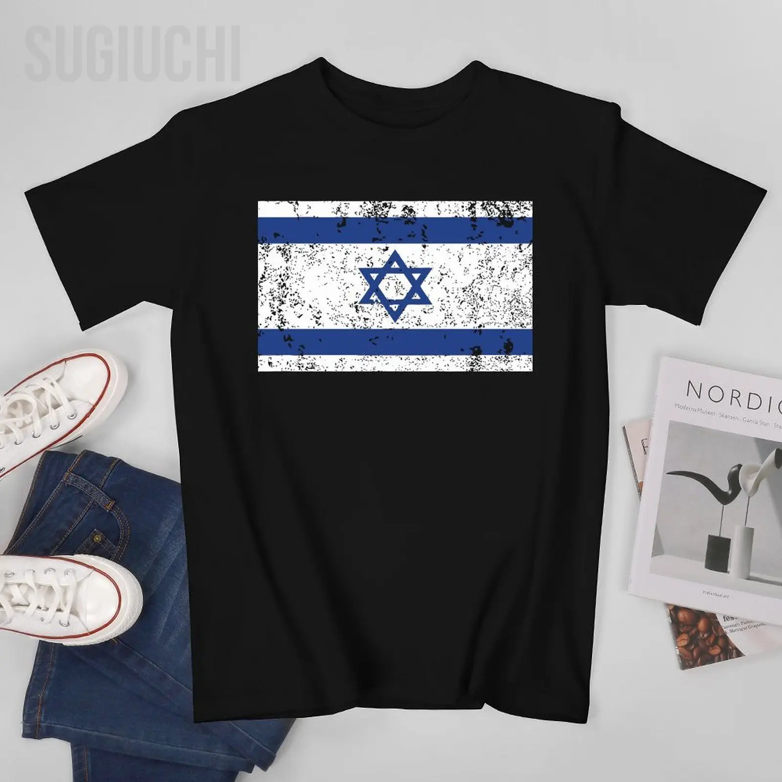 Unisex Men Israeli Flag Israel Jewish Jerusalem Tshirt Tees T Shirts Women Boys 100% Cotton T-Shirt