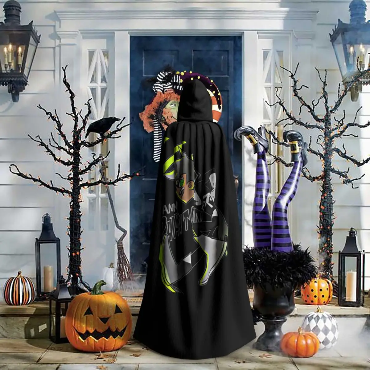 

Длинный плащ с капюшоном Дэни Фантом, средневековый костюм ведьмы, накидка для косплея, на Хэллоуин, вампир, для взрослых, унисекс