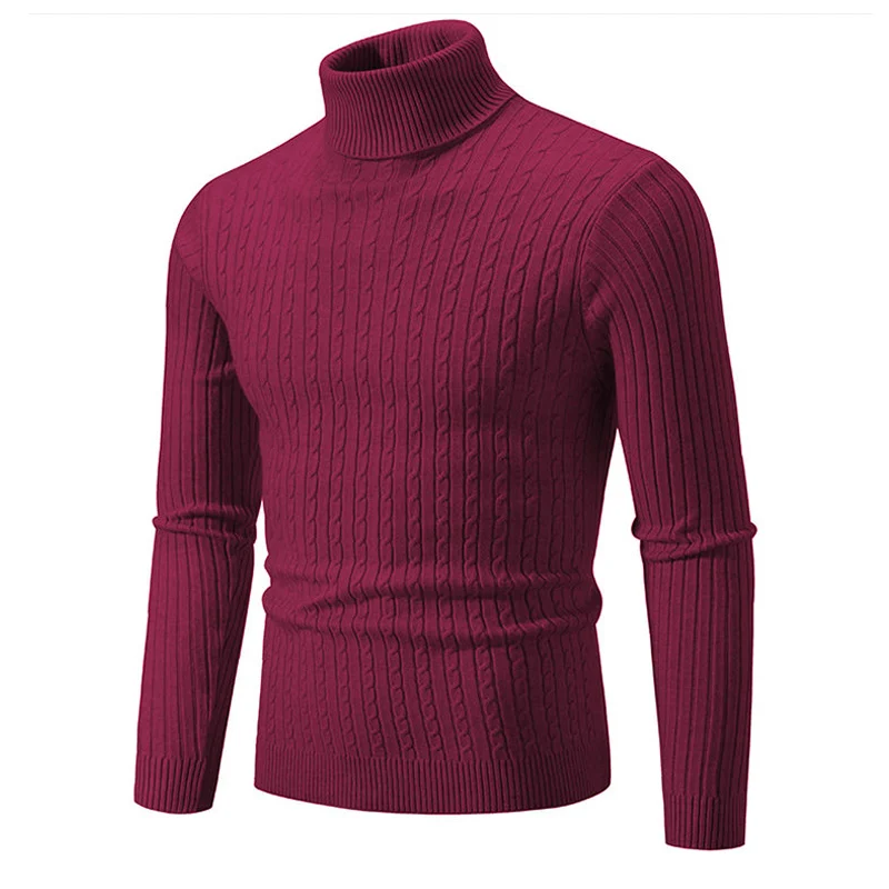 Winter High Neck Dicke Warme Pullover Männer Rollkragen Marke Herren Pullover Slim Fit Pullover Männer Strickwaren Männlichen Doppel Kragen – Detail 15