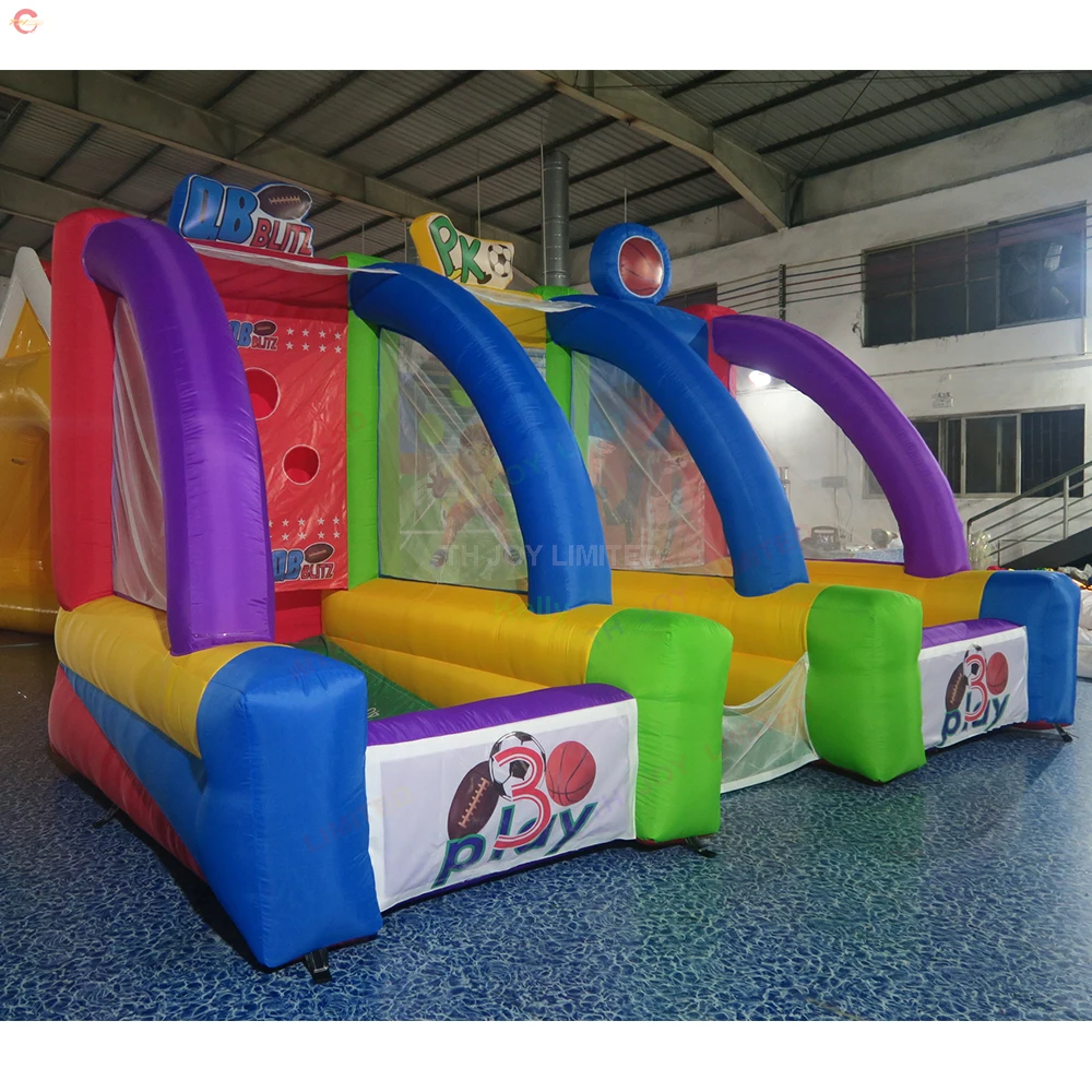 5x3m Inflatable Rugby Football Basketball Toss Sport Game 3 in 1 Inflatable Carnival Game Toys Combo for Team Building