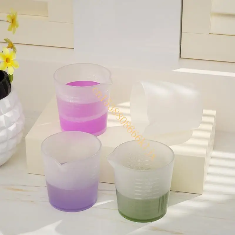 การวัดซิลิโคนสีอเนกประสงค์สีถ้วยเทใส่ถ้วยสำหรับแม่พิมพ์อีพ็อกซี่ DIY Art 066C