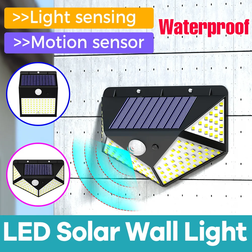 

Solar Lights Outdoor LED Wall Lamp Motion Sensor Lights Waterproof Solar Street Light for Garden Porch Yard Garage