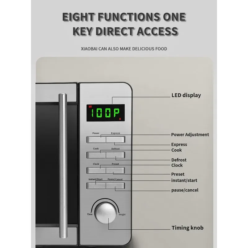 Multifunctional Microwave Oven with English Buttons Compact Countertop Appliance for Home Kitchen Cooking Heating Defrosting