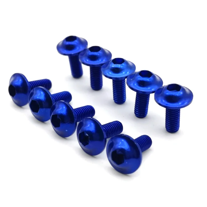 10pcs m6 x 20mm Black Red Blue Gold Anodised Aluminium Fairing Bolts Motorcycle Bolt Screws