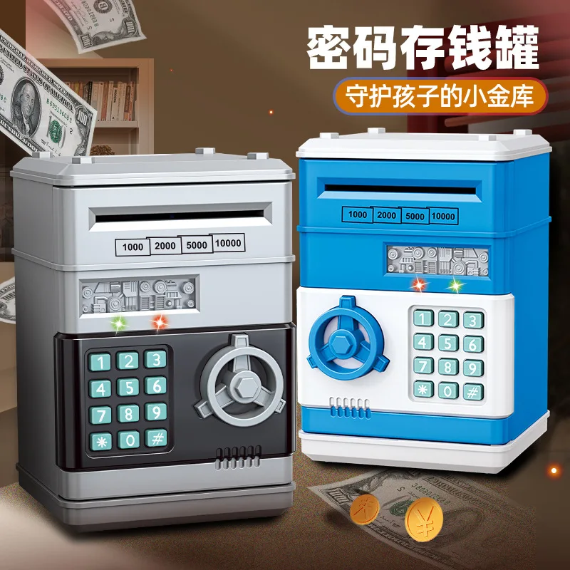 Tirelire multifonctionnelle pour enfants, éclairage d'ambiance, mot de passe créatif, déverrouillage automatique, coffre-fort d'argent, jouets
