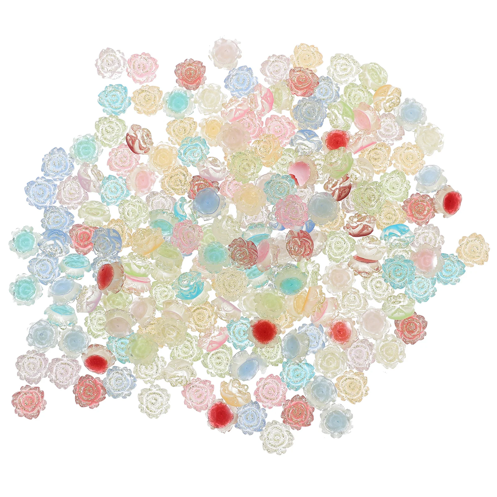 200Pcs Flower Nail Charms Resin Nail Decorations 3D Flowers for Nails DIY Manicure Supplies Mini Roses for Crafts