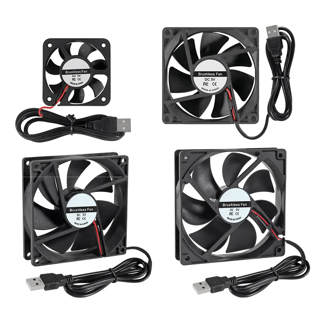 5V Brushless Cooling Fan USB Router Fan Computer Case TV Box Cooling Case 50mm 80mm 90mm 120mm PC DIY Cooler Desktop Fan