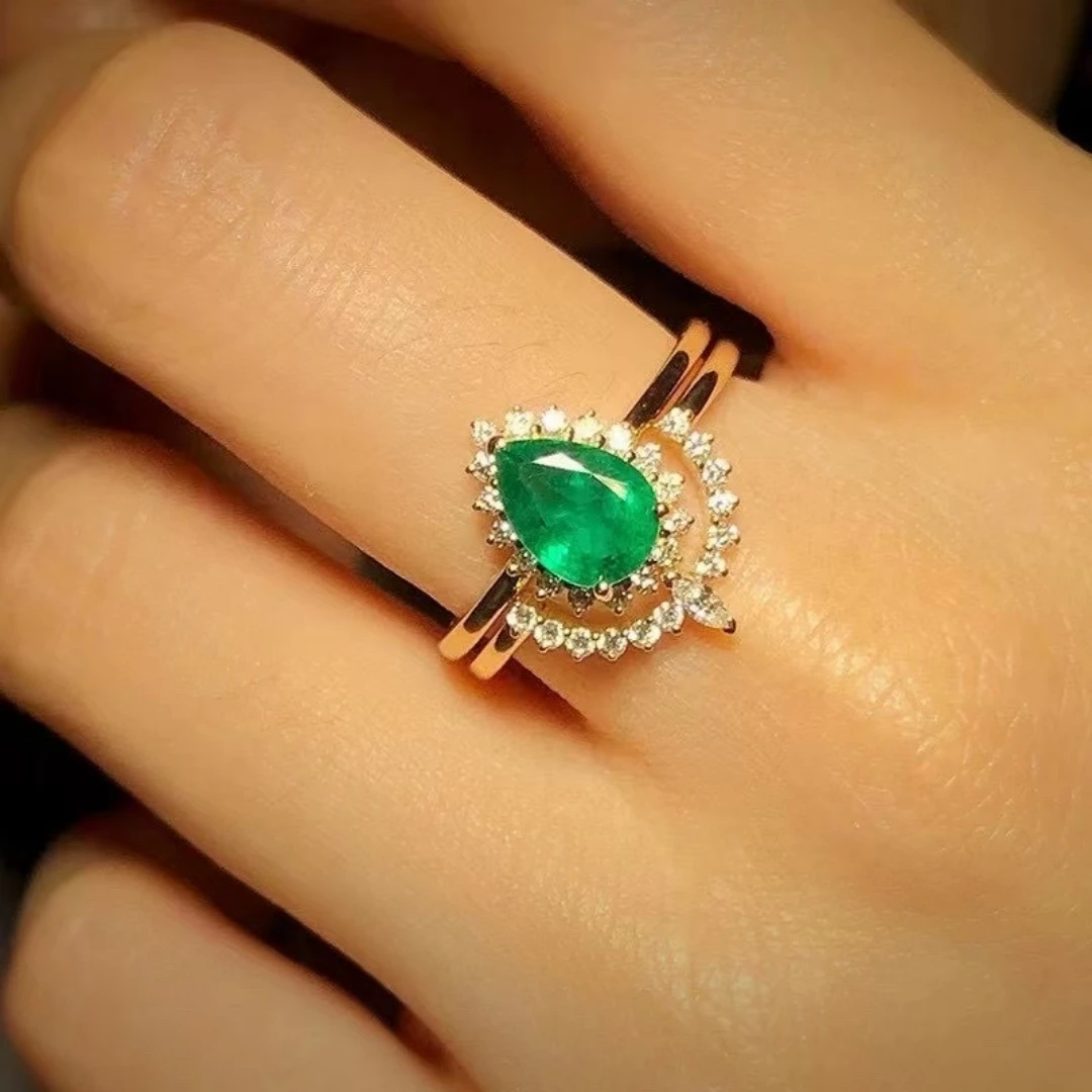 KJJEAXCMY High End Women's Ring Natural Emeralds S925 Silver with Electroplating Boasting High Clarity Full Brilliance Gift