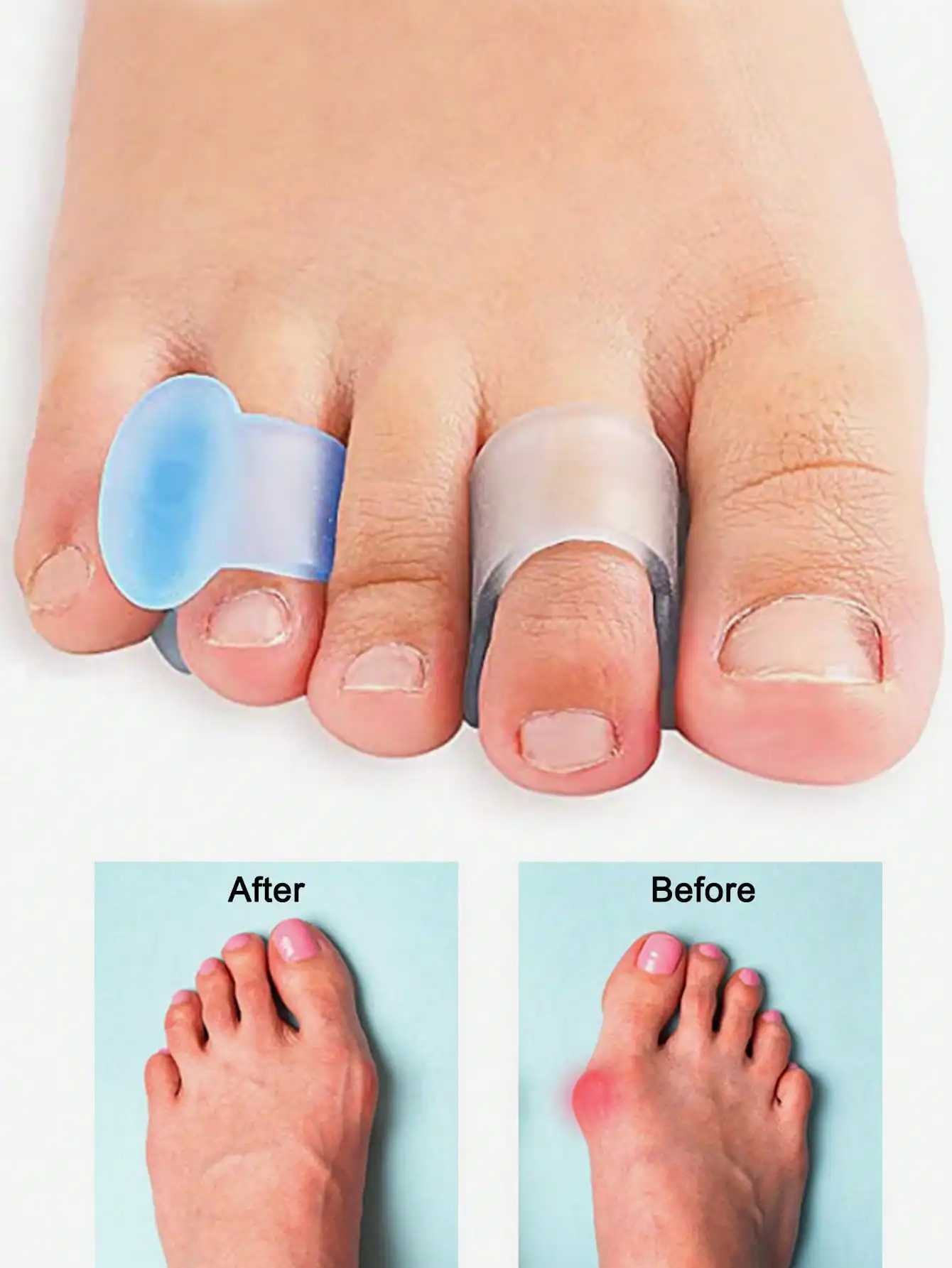 Gel Toe Separator, 4pcs Silicone Toe Spacers for Bunion Relief, Durable Toe Stretchers for Men & Women, Easy Wear Yoga Pedicure