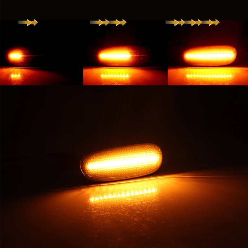 2pcs Amber LED Front Fender Side Marker Light Dynamic Turn Signal Light Assembly For 1993-2001 Subaru Impreza GC GM GF