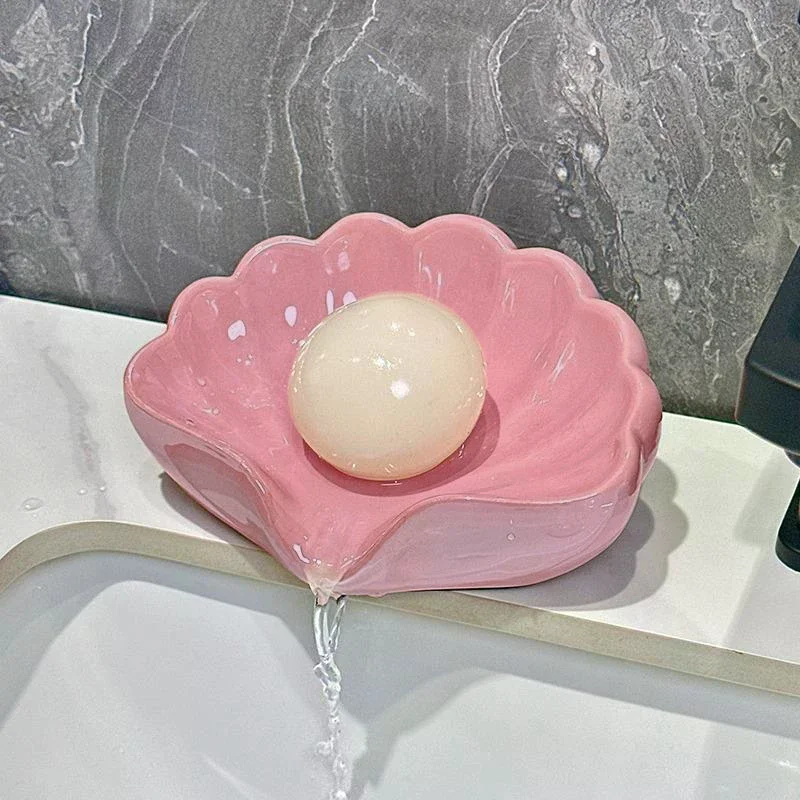 Shell Shape Drain Soap Dish Holder Creative Home Soap Dishes Jewelry Boxes Storage Box Bathroom Accessories 1PC