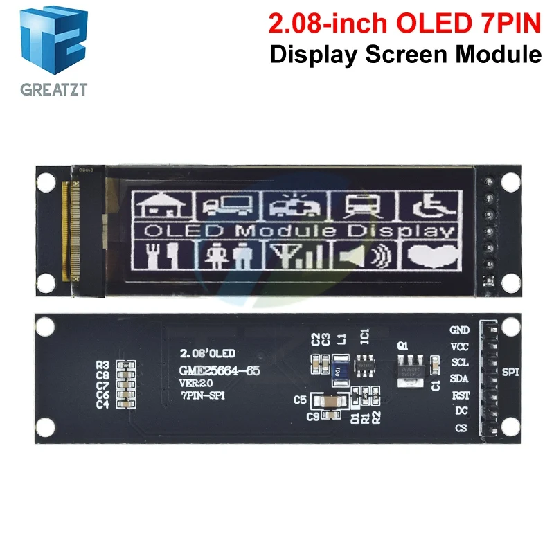 modulo-lcd-grafico-greatzt-oled-display-208-256-64-25664-tela-branca-com-controlador-sh1122-suporte-spi-para-diy