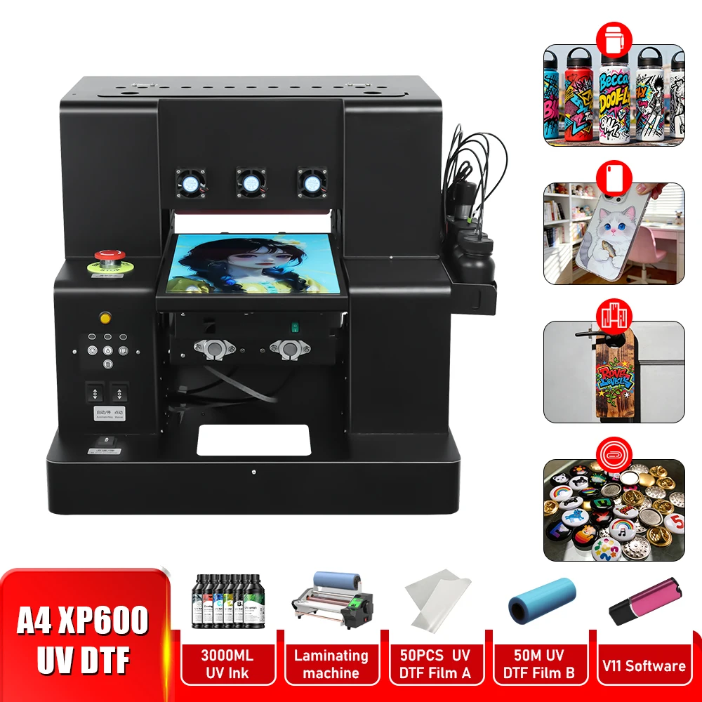 Impresora UV A4 XP600 Impresora A4 UV impresoras de cama plana A4 UV DTF impresora de pegatinas A4 impresoras UV para tazas botella acrílica impresión UV