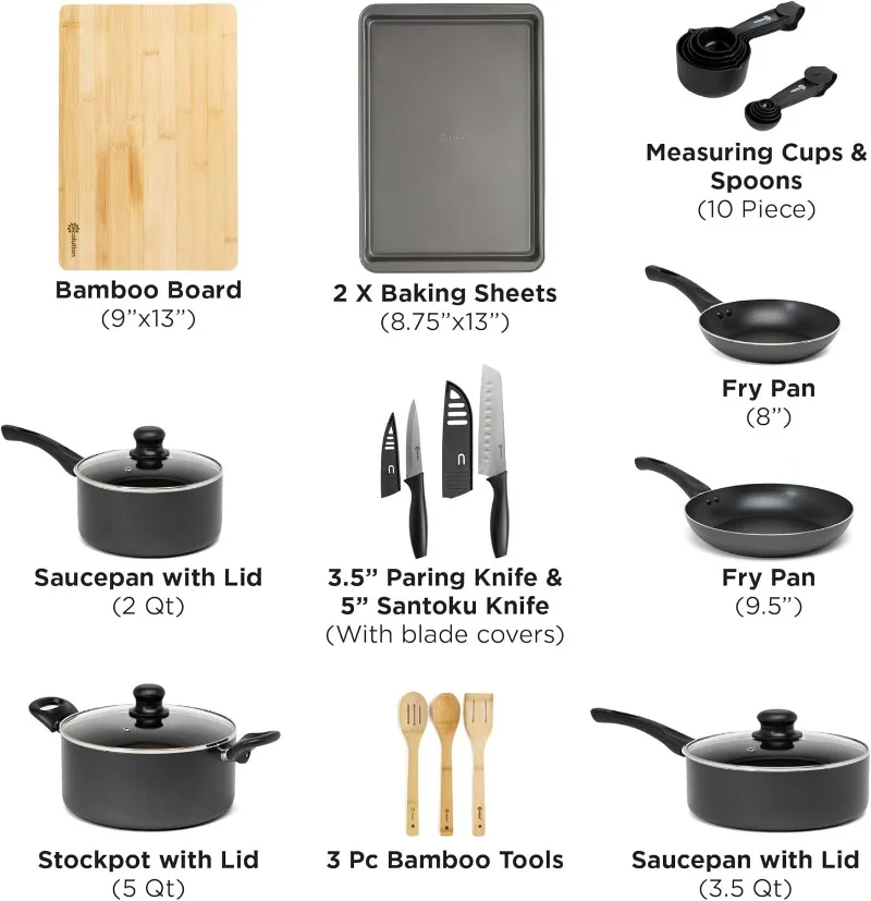 Easy Clean Ceramic Nonstick Cookware Set, Dishwasher Safe Kitchen Pots and Pans Set, Comfort Grip Handle, Even Heating