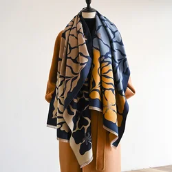 2024 New Winter Cashmere Shawl Fashion Women Neckerchief Pashmina Head Scarf Wrap Female Thicken Warm Poncho Echarpe Bandana
