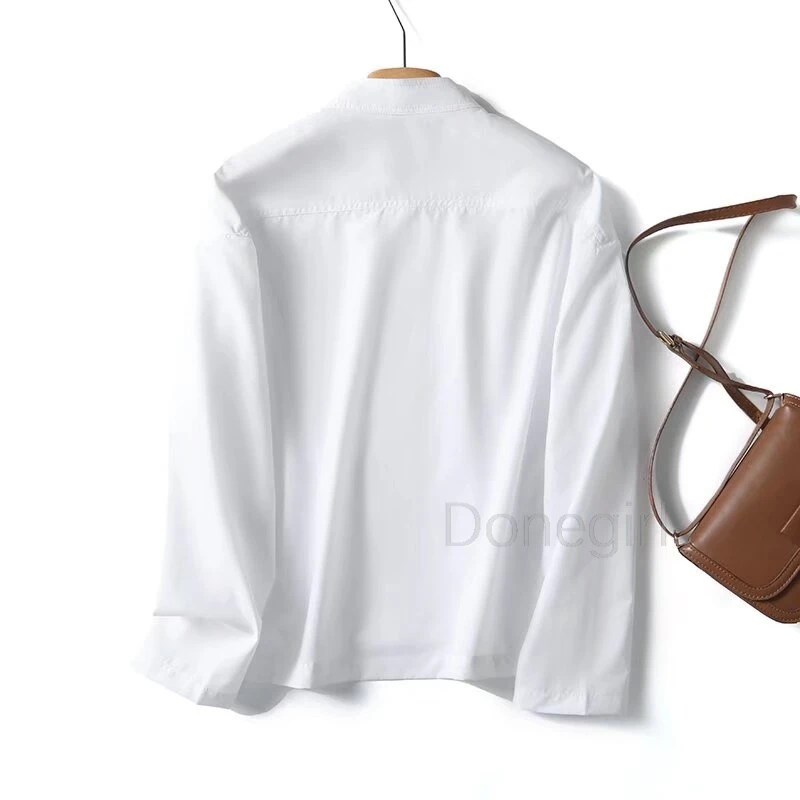 Women Shirts Poplin White Shirts Women Shirts & Blouses Button-Up Long Sleeve Blouses Office Wear Women Elegant Blouse 2025