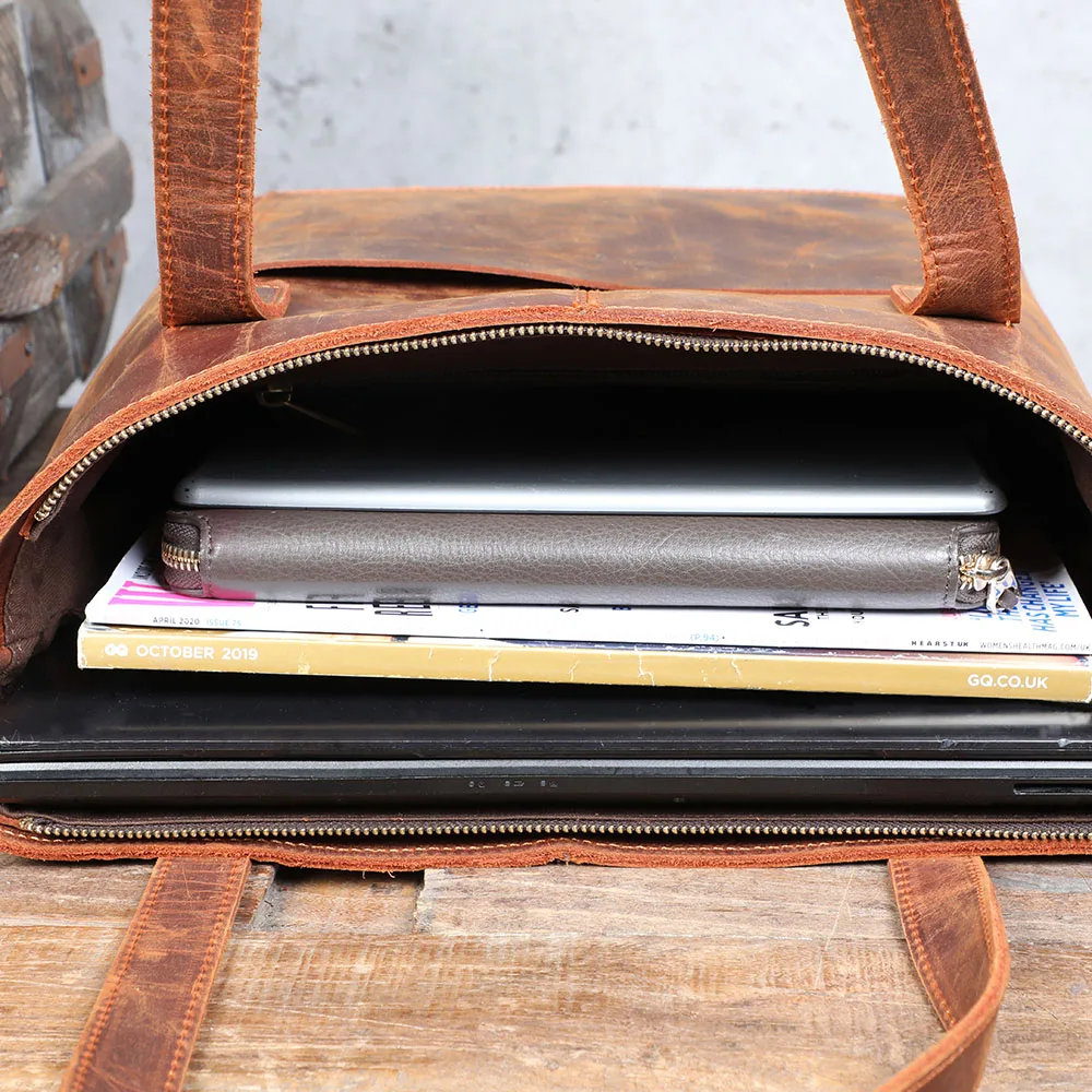 S.WORKER Vintage-Aktentasche aus hochwertigem Leder für Herren, Business-Handtasche, Laptoptasche, Unisex-Einkaufstasche mit großem Fassungsvermögen – Detail 24