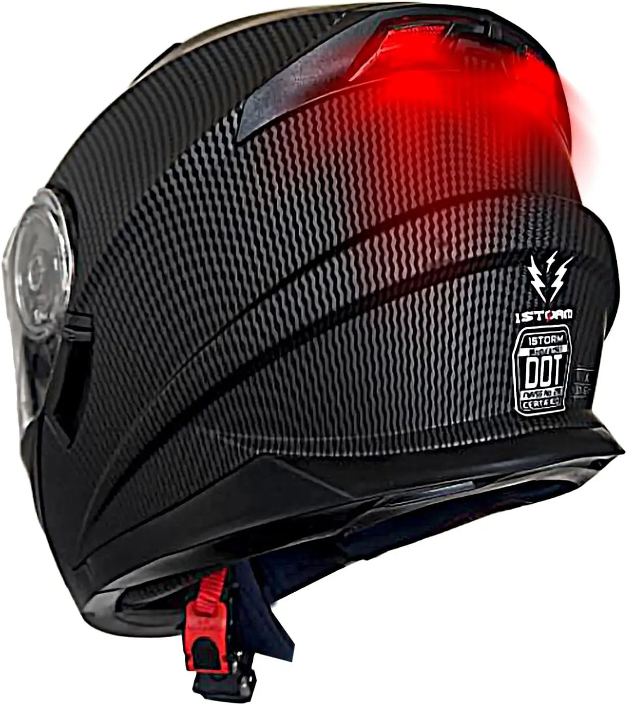 

(Large)New Motorcycle Bike Modular Full Face Helmet Dual Visor Sun Shield with Rechargable LED Tail Light: Modular901 Matt Carbo