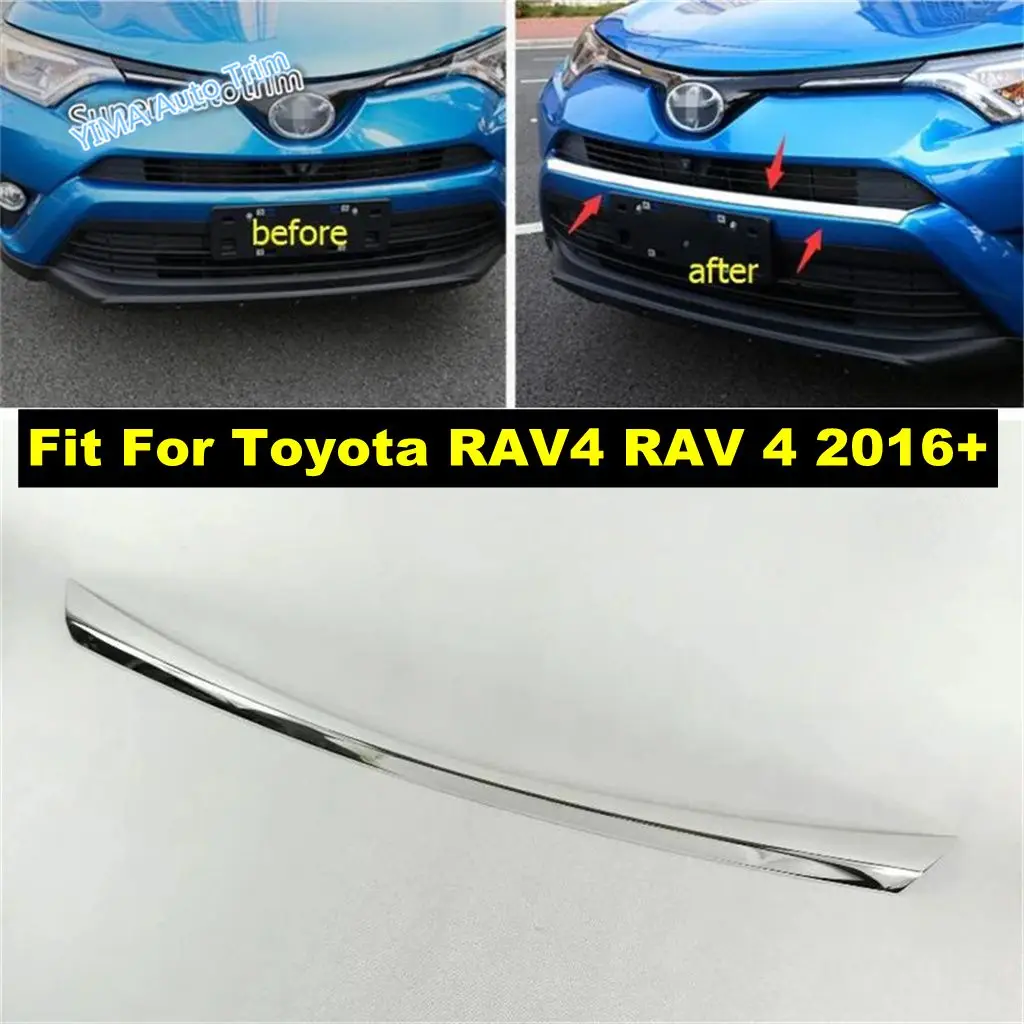 

Chrome Car Front Bumper Middle Grille Strip Decoration Protection Cover Trim For Toyota RAV4 RAV 4 2016 - 2018 ABS Accessories