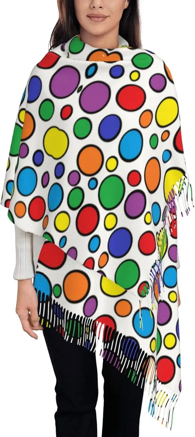 

Colorful Circles Women's Scarf Shawls, Shawl for Wedding Soft Large Stole Scarf Evening Dress Gift One Size