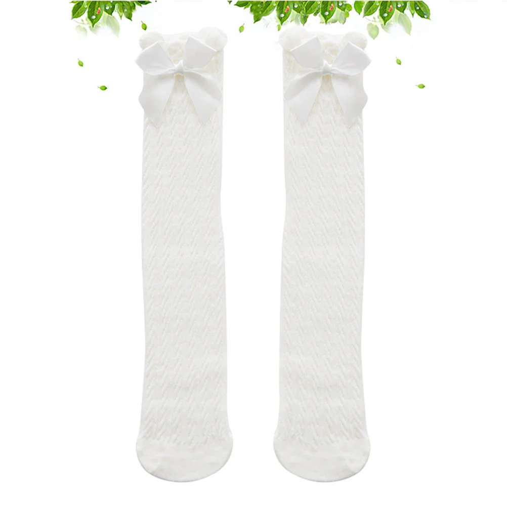 Calcetines hasta la rodilla con lazo grande de 38cm para niñas pequeñas, calcetines largos suaves, transpirables y cómodos