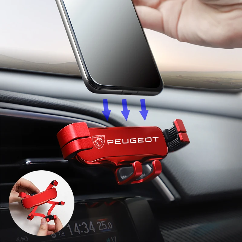 Soporte de Teléfono para Coche de Aleación de Zinc con Gravedad para Rejilla de Ventilación, Compatible con Peugeot 208, 3008, 308, 2008, 207, 107, 508, 607, 106, 406, 407, 307, 206