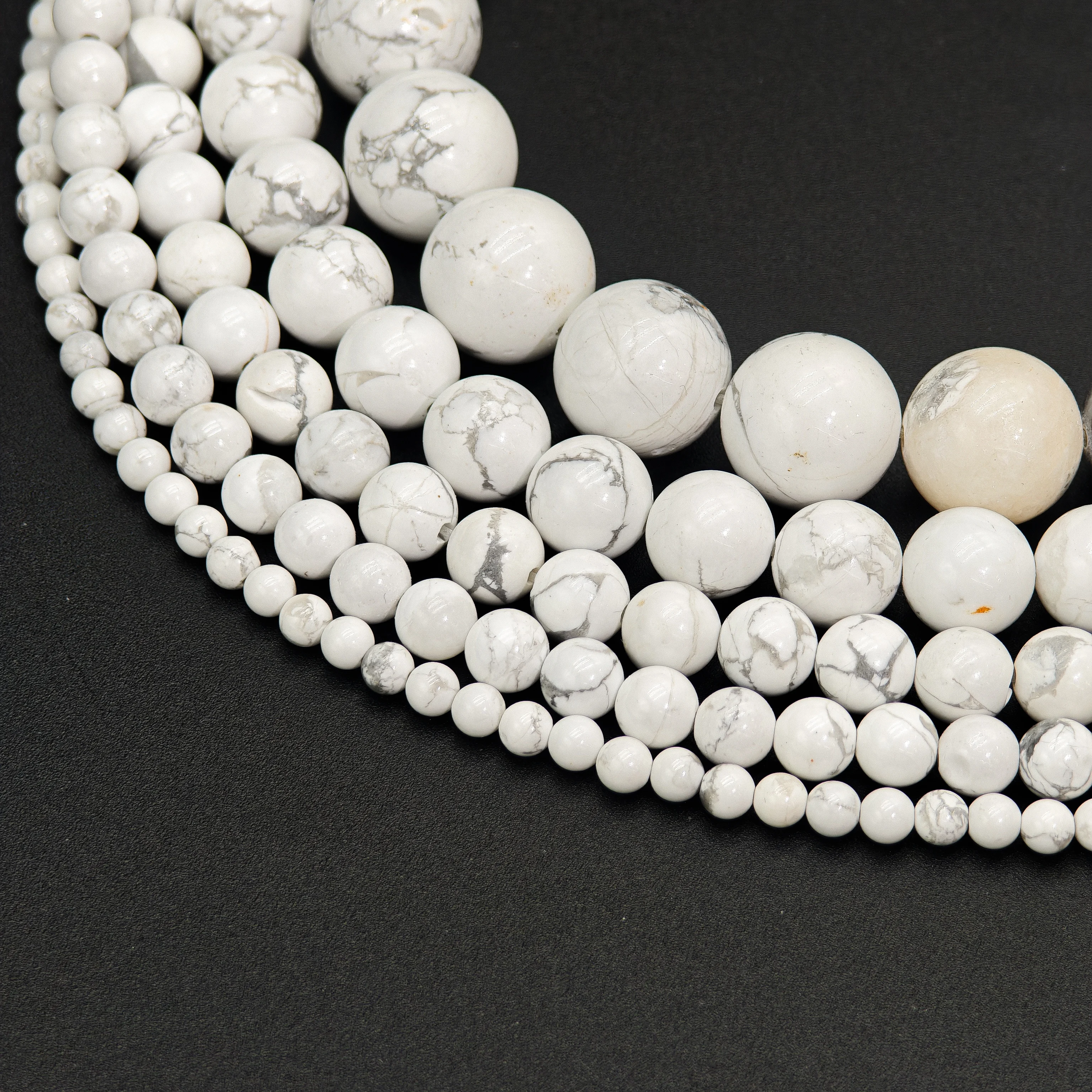 Exquisite Quality Natural White Turquoise, 15-inch Strand of 4/6/8/10mm Round Loose Beads for DIY Bracelets & Necklaces