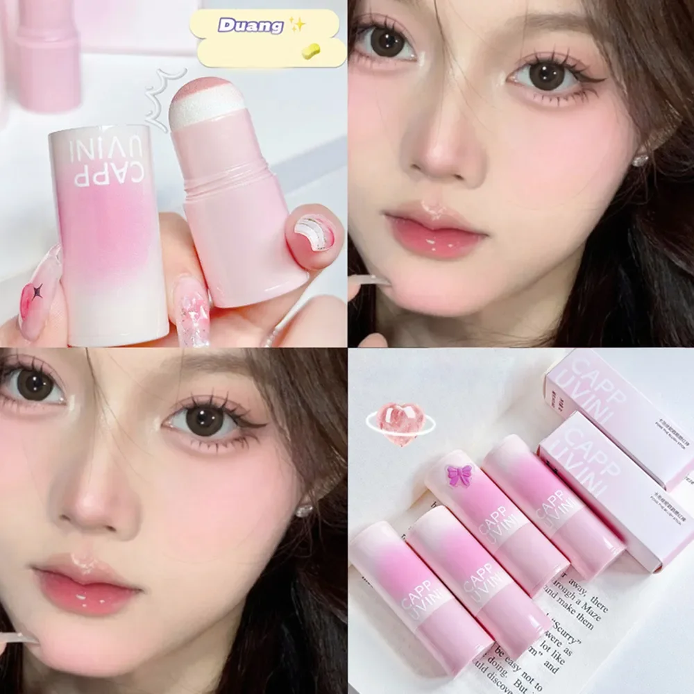 Natural Pink Color Cappuvini Blusher Stick Face Blusher Patting Powder Blusher for Cheeks Cute Korean Style