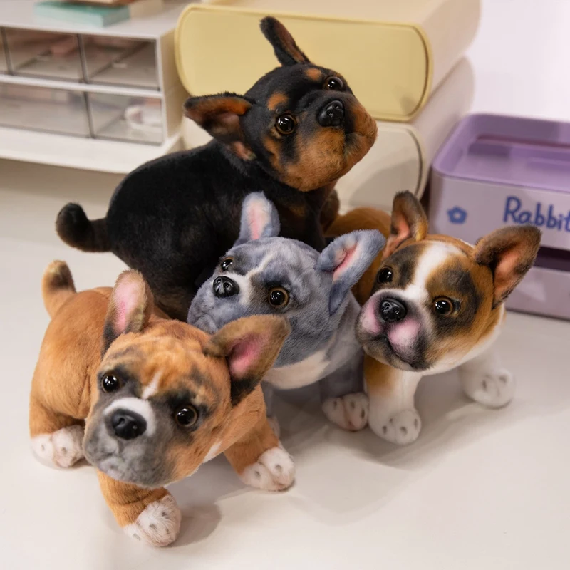 

Реалистичная подставка, французский бульдог, мопс, щенок, плюшевые игрушки, мягкая собачка, милый пушистый плюшевый декор для домашних животных, детский подарок на день рождения