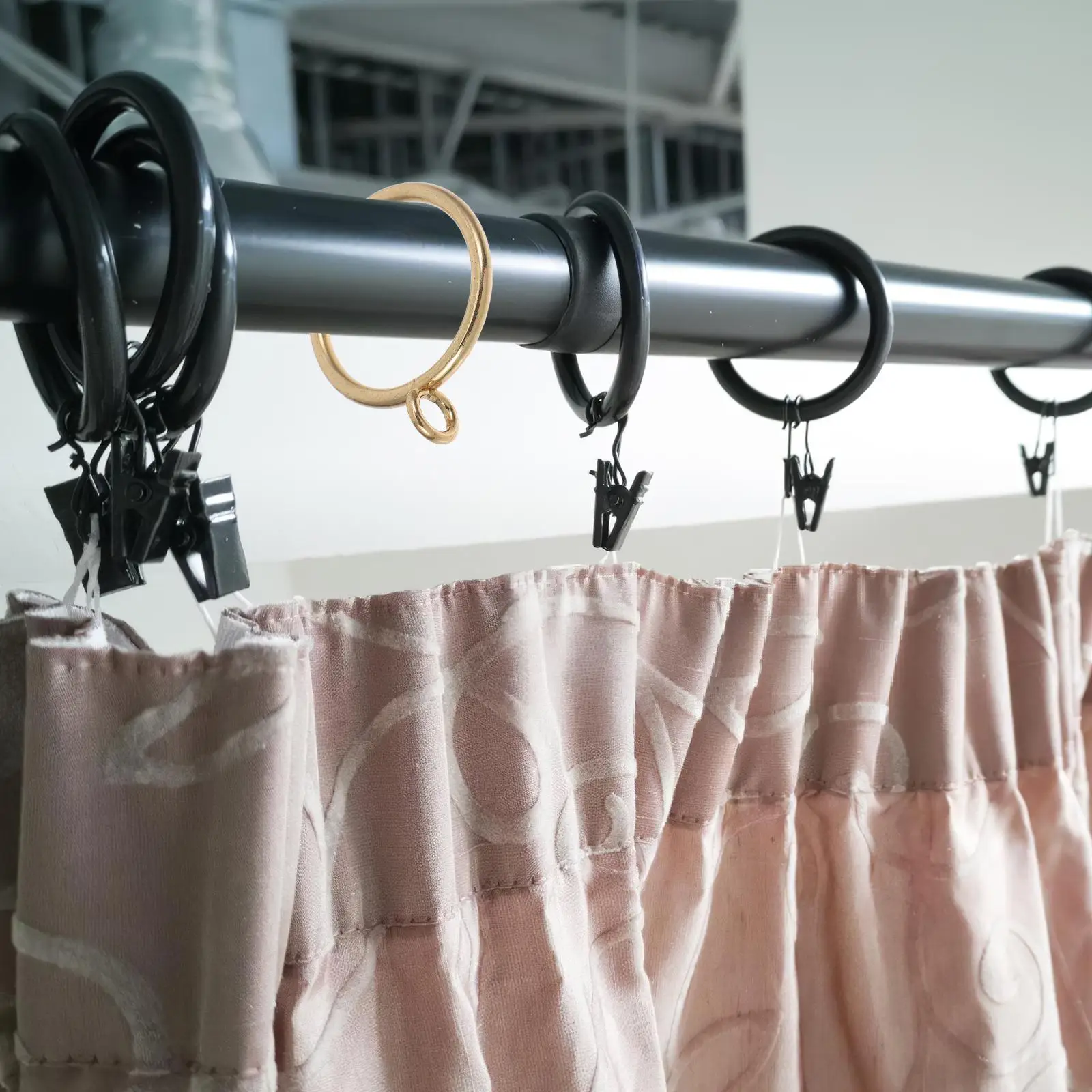 20Pcs Window Curtain Rings and Metal Curtain Holdbacks Curtain Hanging Rings and Drapery Slide Brass Rod Holdback Accessories
