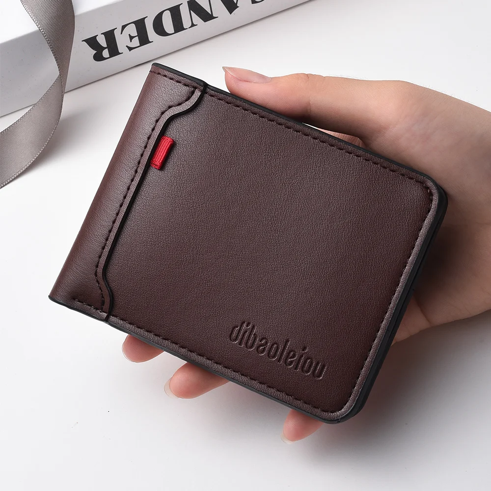 Business High-End Simple Short Men's Wallet, Solid-Color Luxury Brand Card Holder Men's Wallet image 4