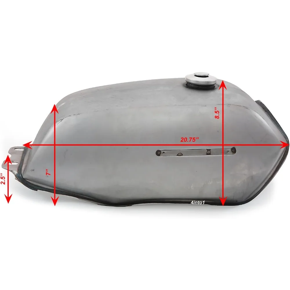 3.2 Gallon Raw Steel Motorcycle Fuel Tank, 12L Capacity