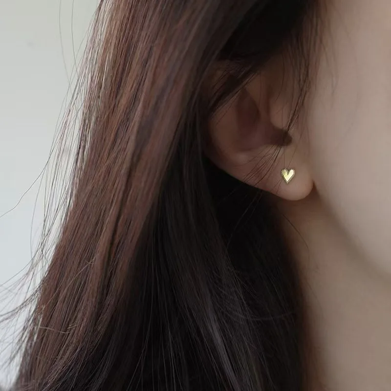 Jkeli 925 Sterling Silver 14K Gold Plated Cake Edge Heart Earrings Women Simple Design Fashionable Elegant Versatile Ear Jewelry