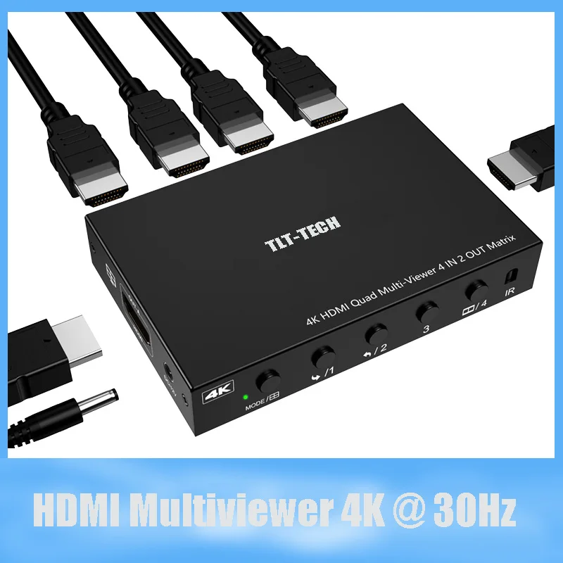 4K HDMI 4X2 Multi-viewer 4 In 2 Out HDMI multiviewer Seamless Switcher 4 picture HDMI Multiviewer 1 TV Monitor View Multi Screen