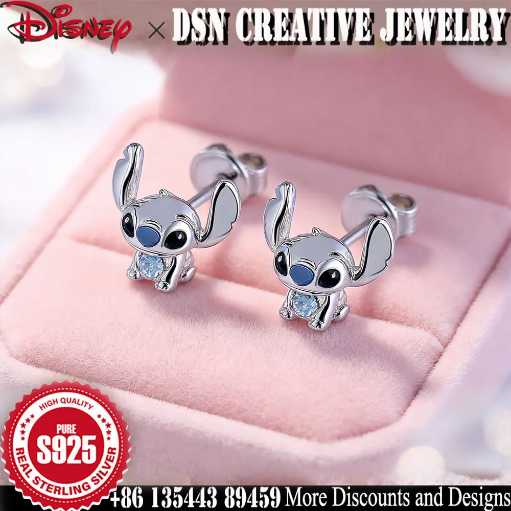 

DSN creative jewelry 925 sterling silver earrings Disney Stitch stud earrings cute cartoon luxury jewelry gift